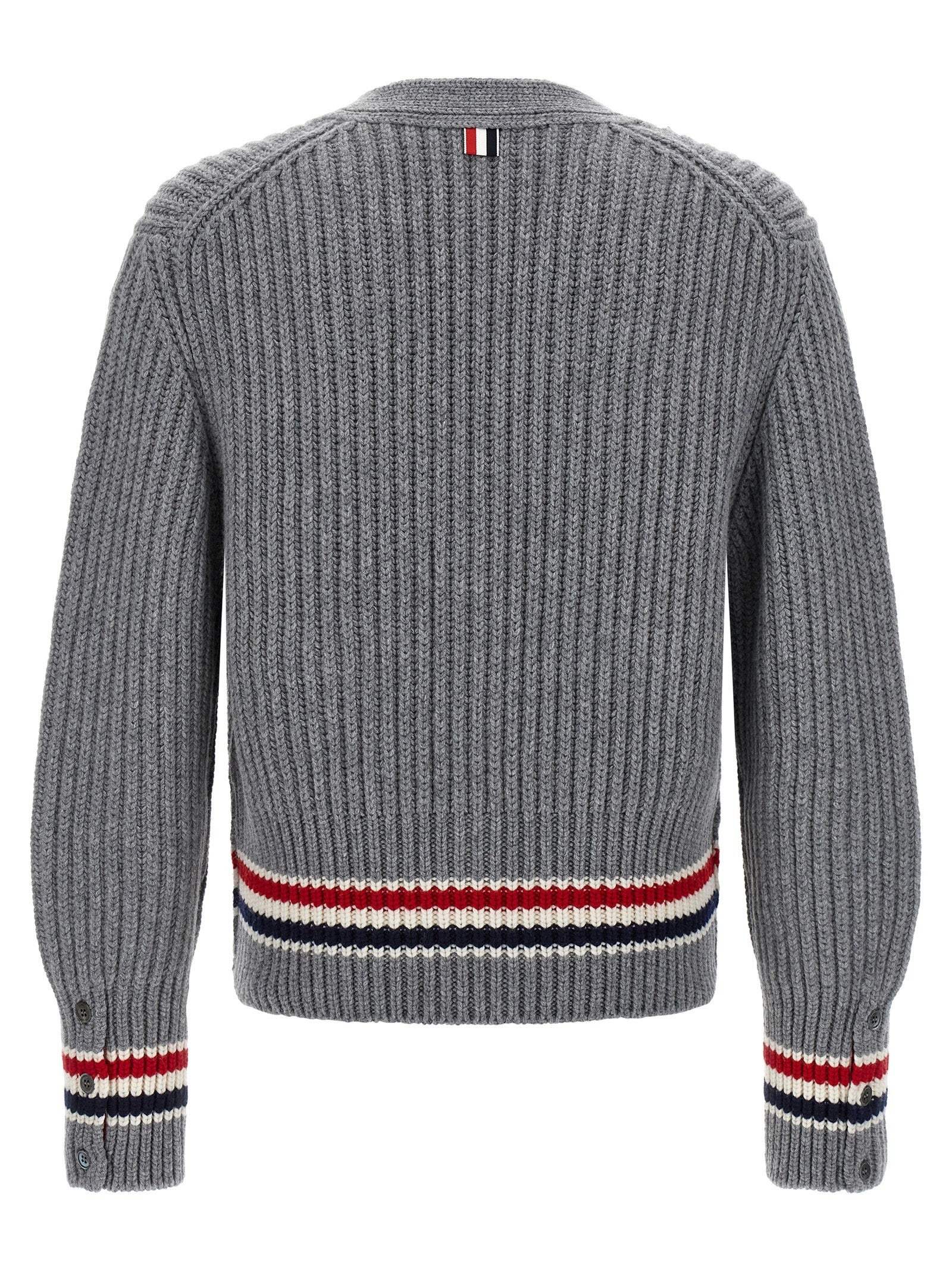 Thom Browne Rwb Tape Cardigan Grey