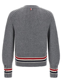 Thom Browne Rwb Tape Cardigan Grey