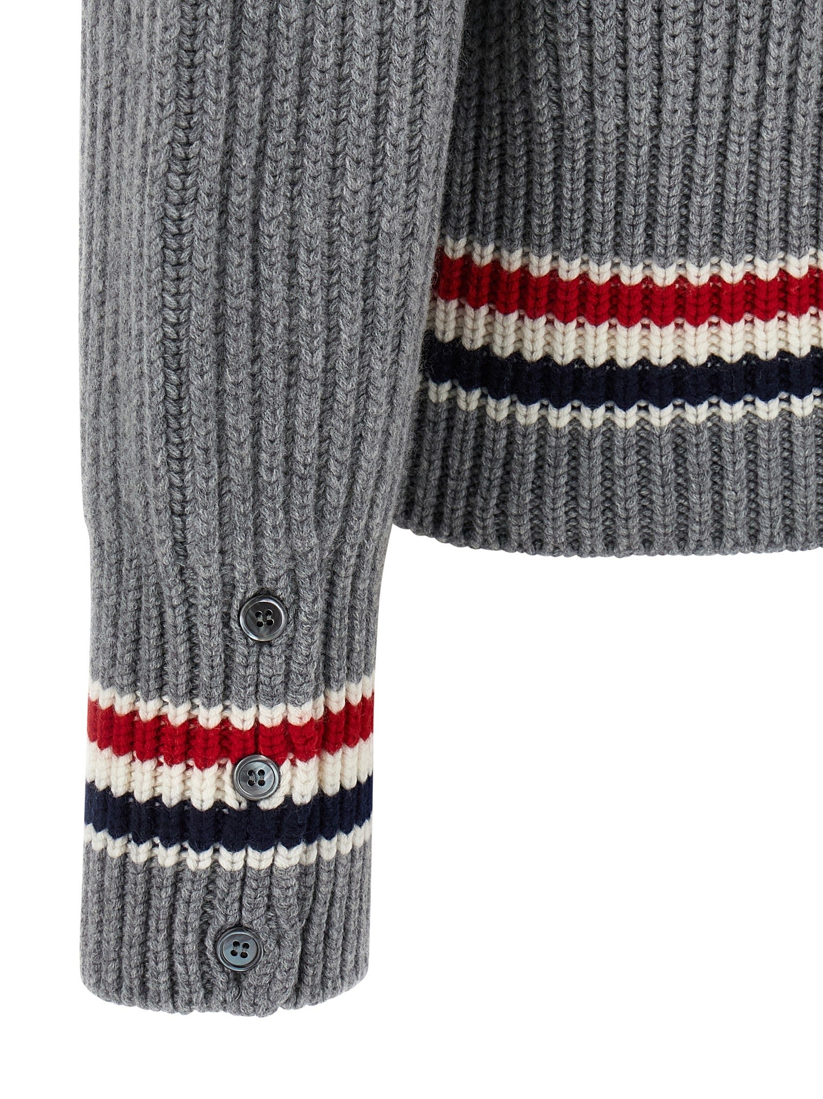 Thom Browne Rwb Tape Cardigan Grey