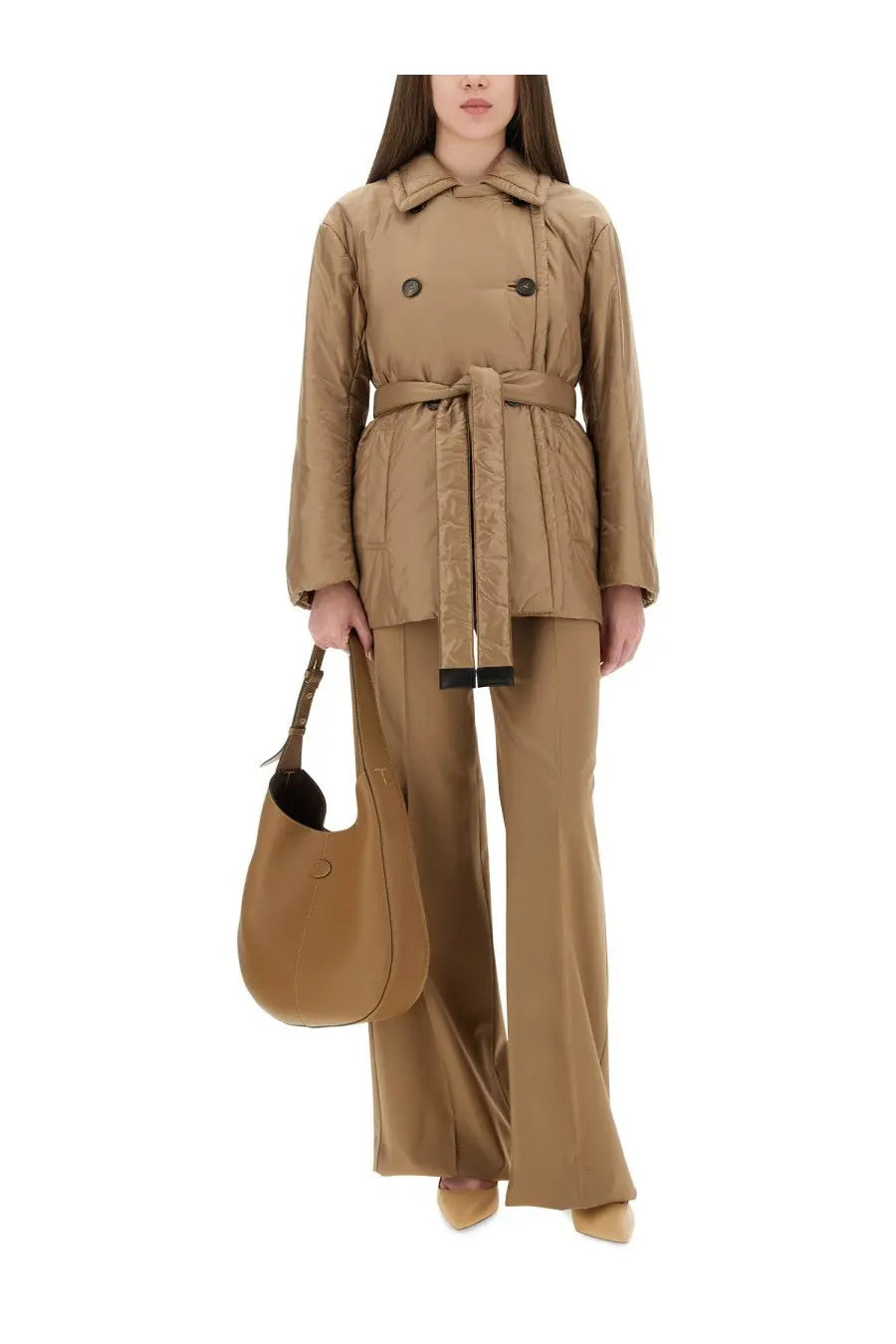 S MAX MARA Women's Calla Padded Trench Coat Beige, view 2
