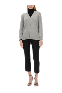 A light gray s max mara women’s cardigan jane grey with a v-neck front button closure and long sleeves