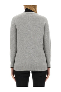 S Max Mara women’s cardigan Jane grey in soft heather gray knit with ribbed neckline and cuffs