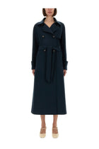 S MAX MARA Women's Double Breasted Coat Sem Blue