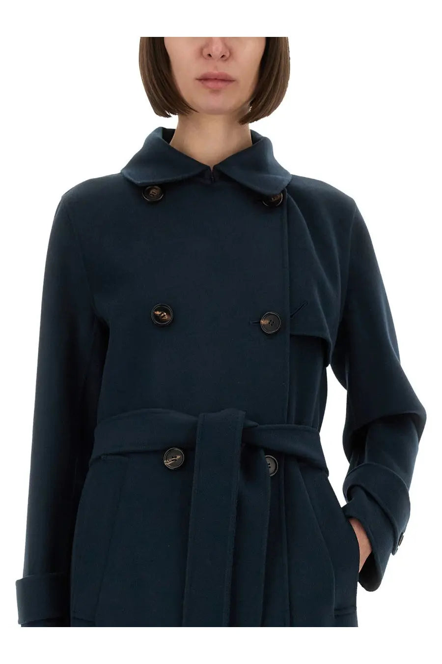 S MAX MARA Women's Double Breasted Coat Sem Blue, view 4