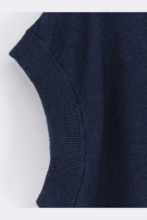 S max mara women’s navy blue ribbed knit sleeveless linen vest perfect for layering and warm weather wear