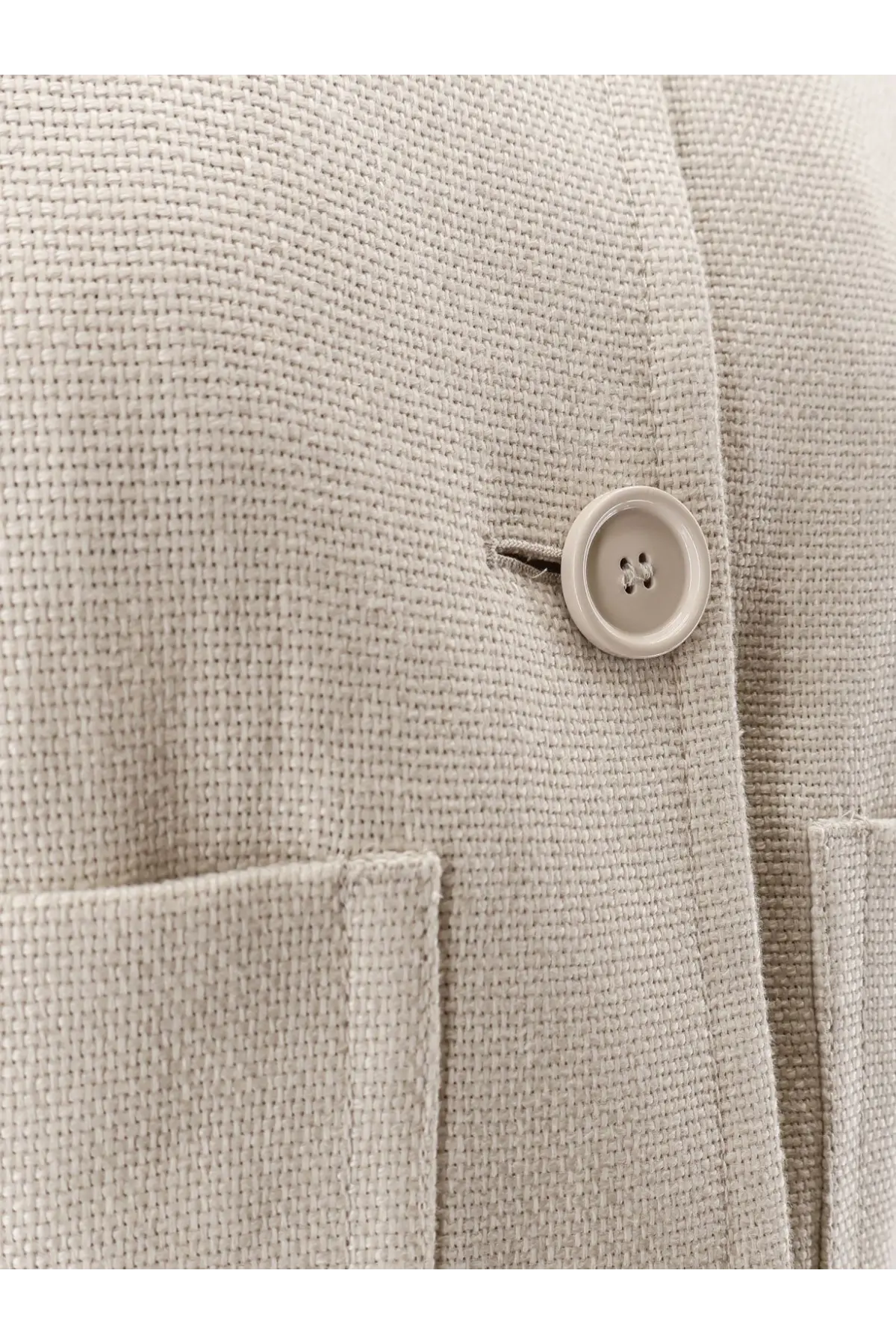 Beige textured linen and cotton blazer with matching circular button by s max mara for women in white