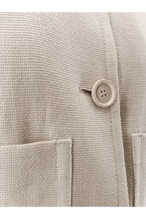 Beige textured linen and cotton blazer with matching circular button by s max mara for women in white