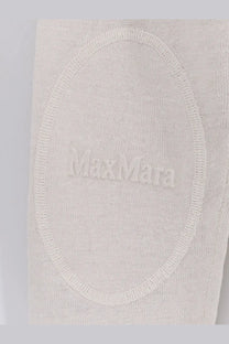 White knit fabric patch with max mara embroidered in raised thread on s max mara women’s smmfervore linen sweater white