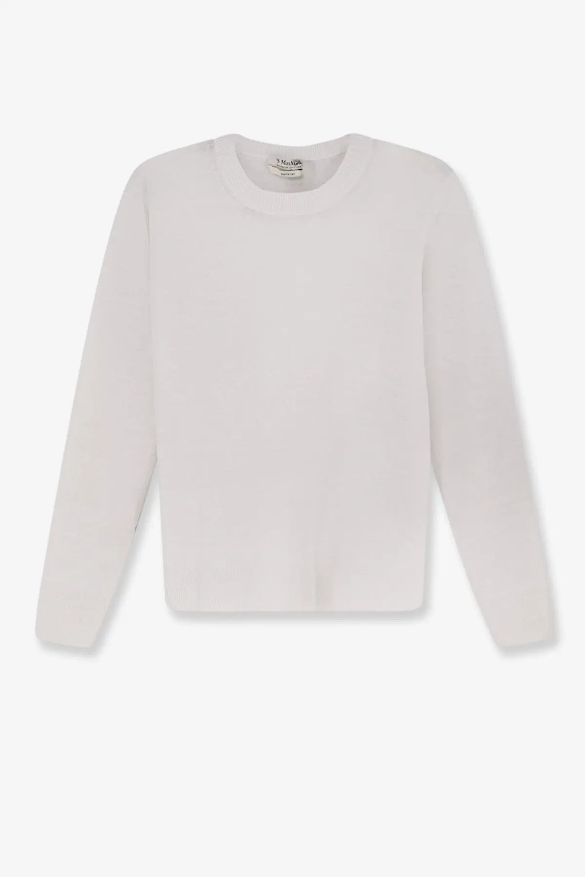S Max Mara women’s smmfervore white linen crewneck sweater with a soft smooth texture and clean lines