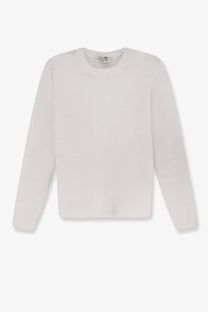 S Max Mara women’s smmfervore white linen crewneck sweater with a soft smooth texture and clean lines