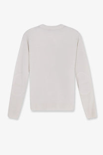 A soft off-white linen knit crew neck sweater with long sleeves from S Max Mara womens Smmfervore collection