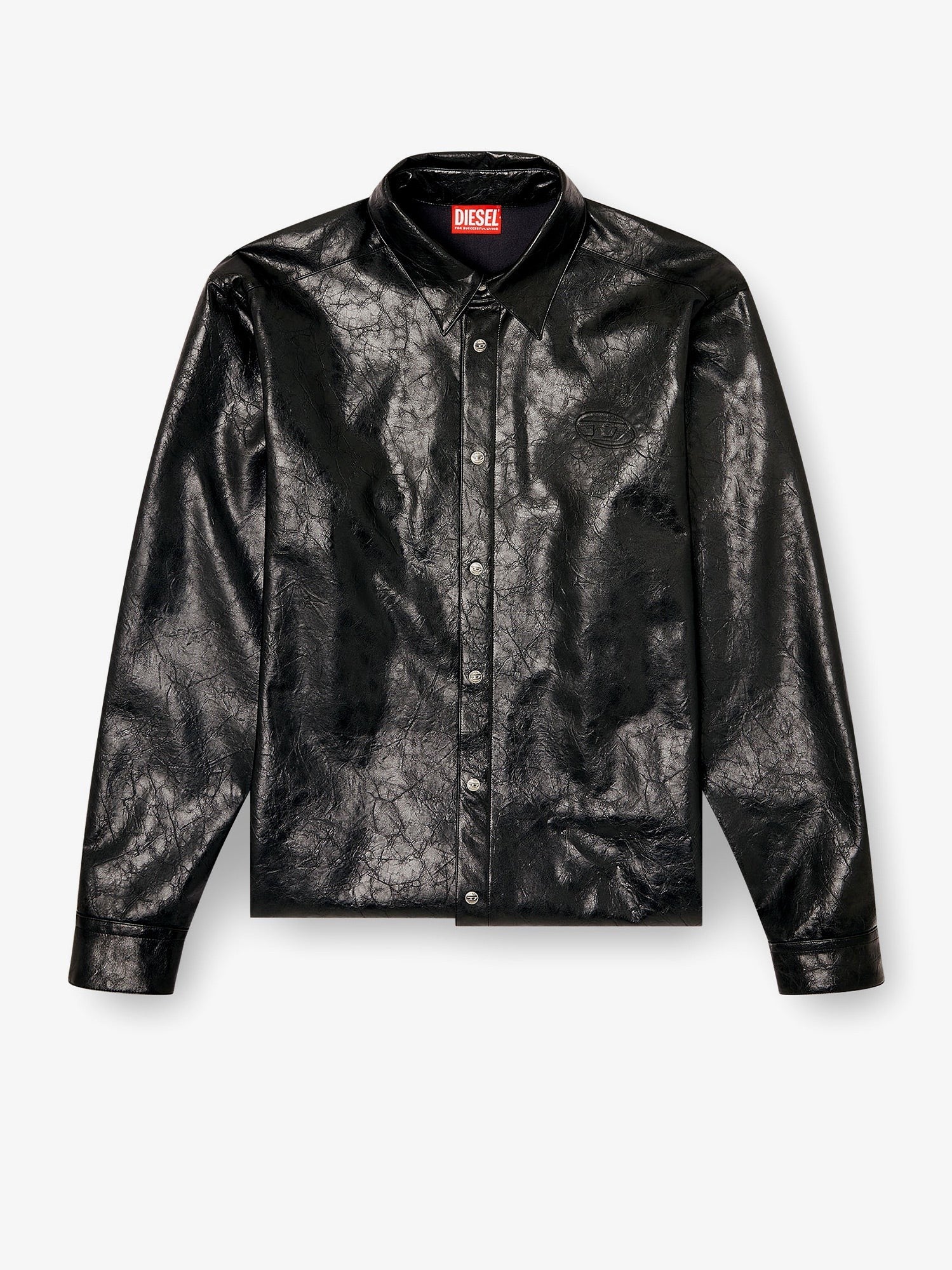 Diesel Men's Simply Qmbu Faux Leather Shirt Black