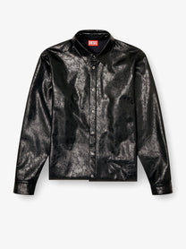 Diesel Men's Simply Qmbu Faux Leather Shirt Black