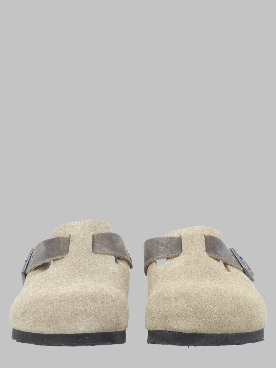 Birkenstock Men's Sabot Boston in Suede Beige