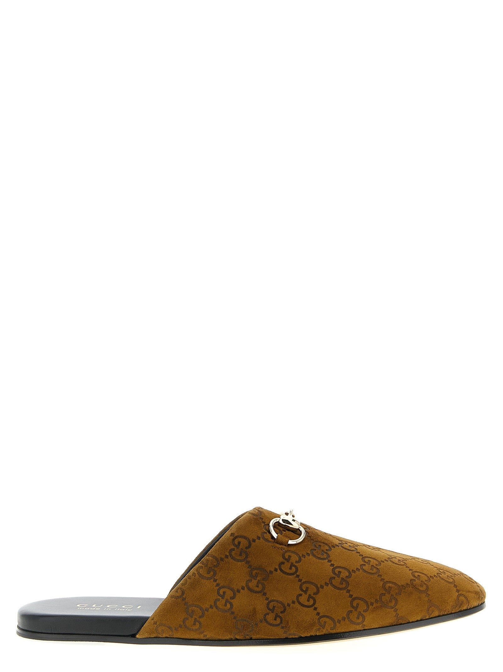 Gucci Sabot Suede Horsebit Brown