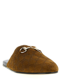 Gucci Sabot Suede Horsebit Brown