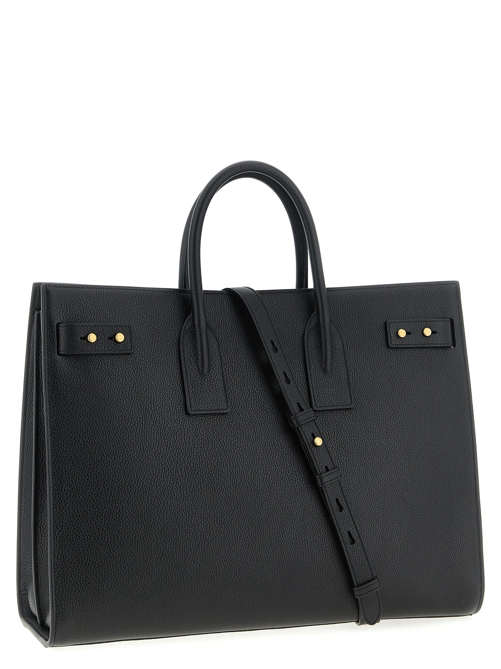 Saint Laurent Men's Sac De Jour Large Leather Shoulder Bag Black