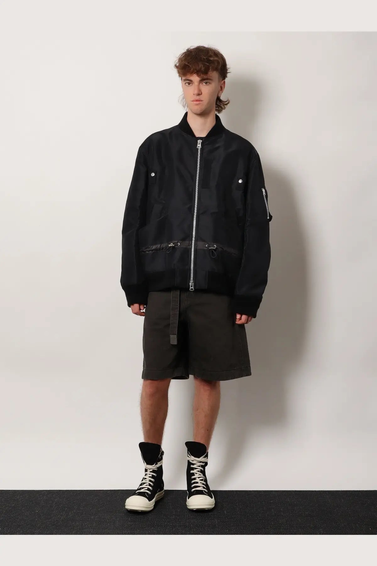 Sacai Men's Nylon Bomber Jacket Black, view 2