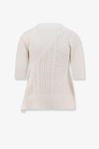 Sacai Women's Asymmetrical Cotton Blend Sweater White, view 2