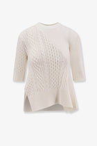 Sacai Women's Asymmetrical Cotton Blend Sweater White