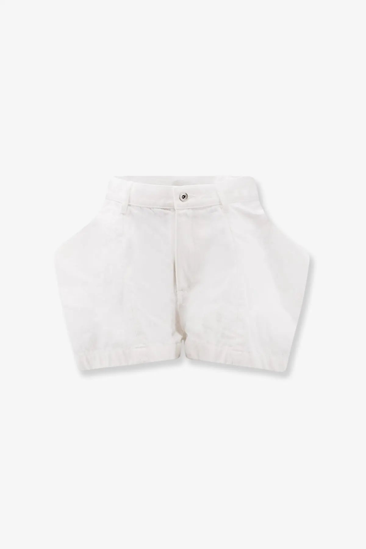 Sacai women’s white cotton shorts with high waist clean minimalist design and subtle stitching details