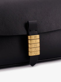 Pinko Women's Saddle Flat Leather Crossbody Bag Black
