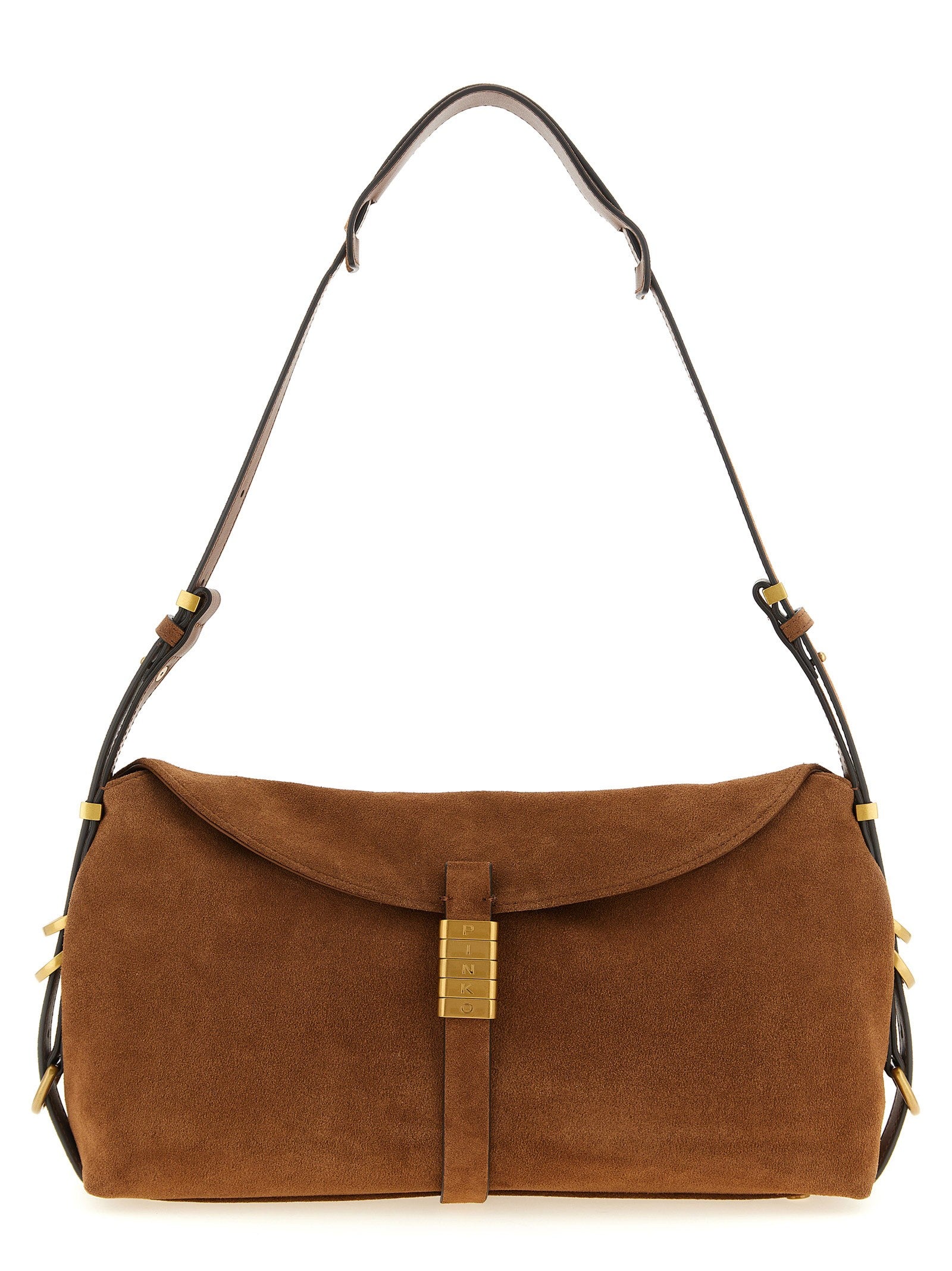 Pinko Saddle Horizontal Shoulder Bag Brown