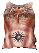Jean Paul Gaultier Women's Safe Sex Tatoo Print Top Multicolor