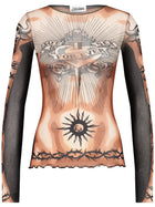 Jean Paul Gaultier Women's Safe Sex Tatoo Print Top Multicolor