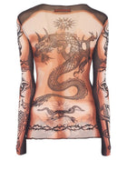 Jean Paul Gaultier Women's Safe Sex Tatoo Print Top Multicolor, view 2