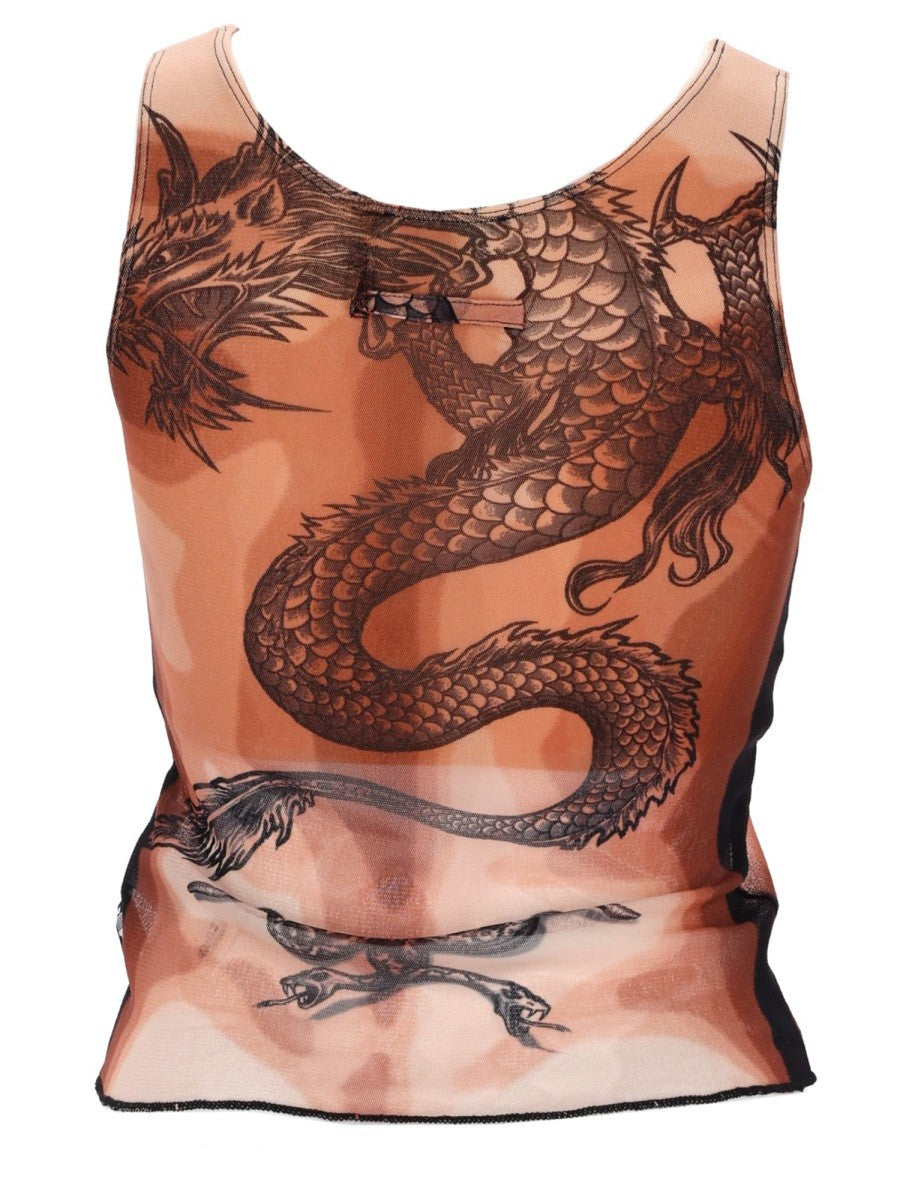 Jean Paul Gaultier Women's Safe Sex Tatoo Print Top Multicolor