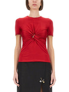 Versace Women's Safety Pin Curled Top Red