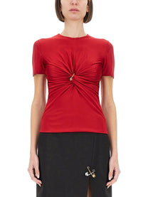 Versace Women's Safety Pin Curled Top Red