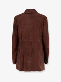 ARMA Women's Safia Suede Blazer Brown, view 2