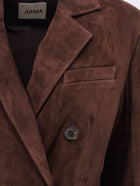 ARMA Women's Safia Suede Blazer Brown, view 3