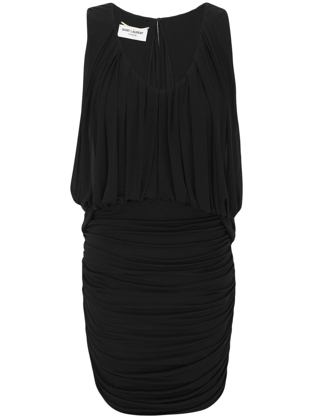 Saint Laurent - Saint Laurent Sleeveless Draped Minidress - Dresses
