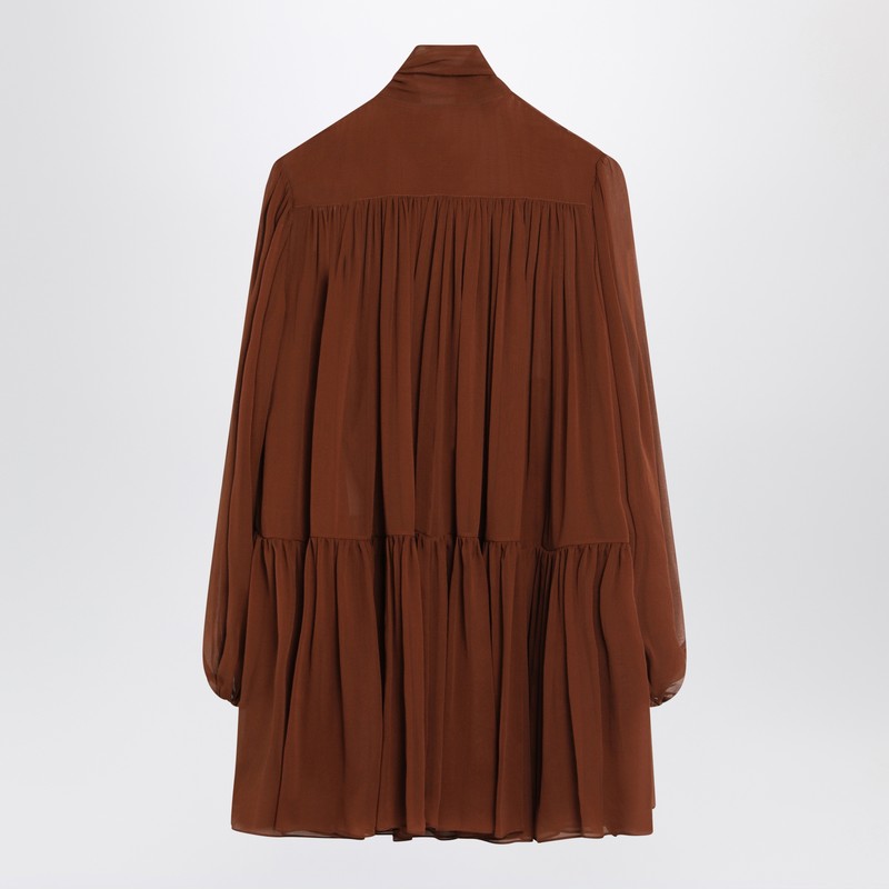 Saint Laurent - Saint Laurent Rust-colored lavallière silk dress - Shirts