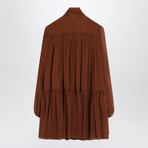 Saint Laurent - Saint Laurent Rust-colored lavallière silk dress - Shirts