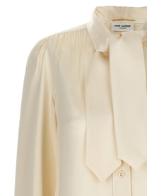 SAINT LAURENT - SAINT LAURENT - Lavalliere silk shirt - Women’s Tops