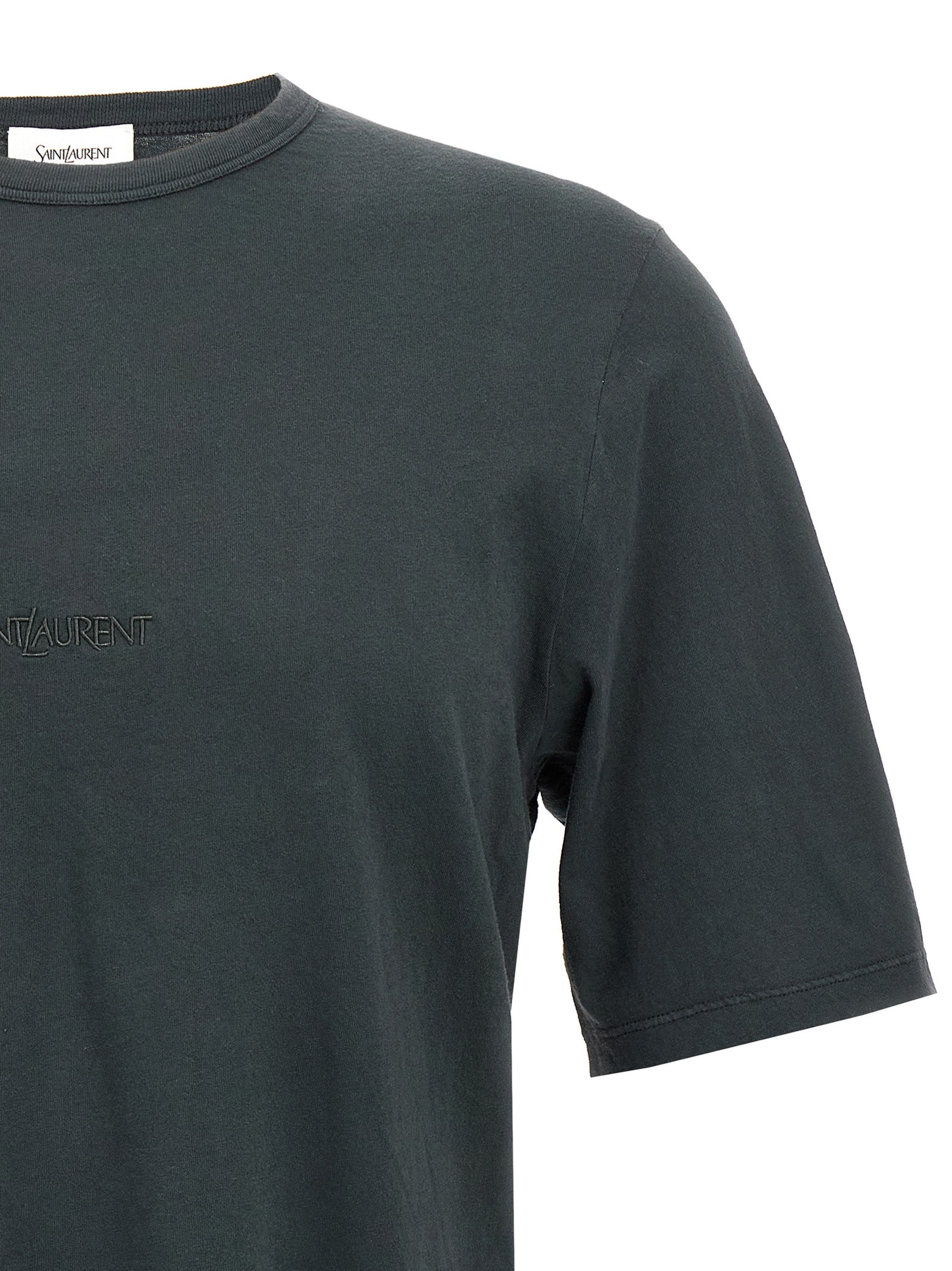 SAINT LAURENT - SAINT LAURENT - Logo embroidery t-shirt - Men’s Tops