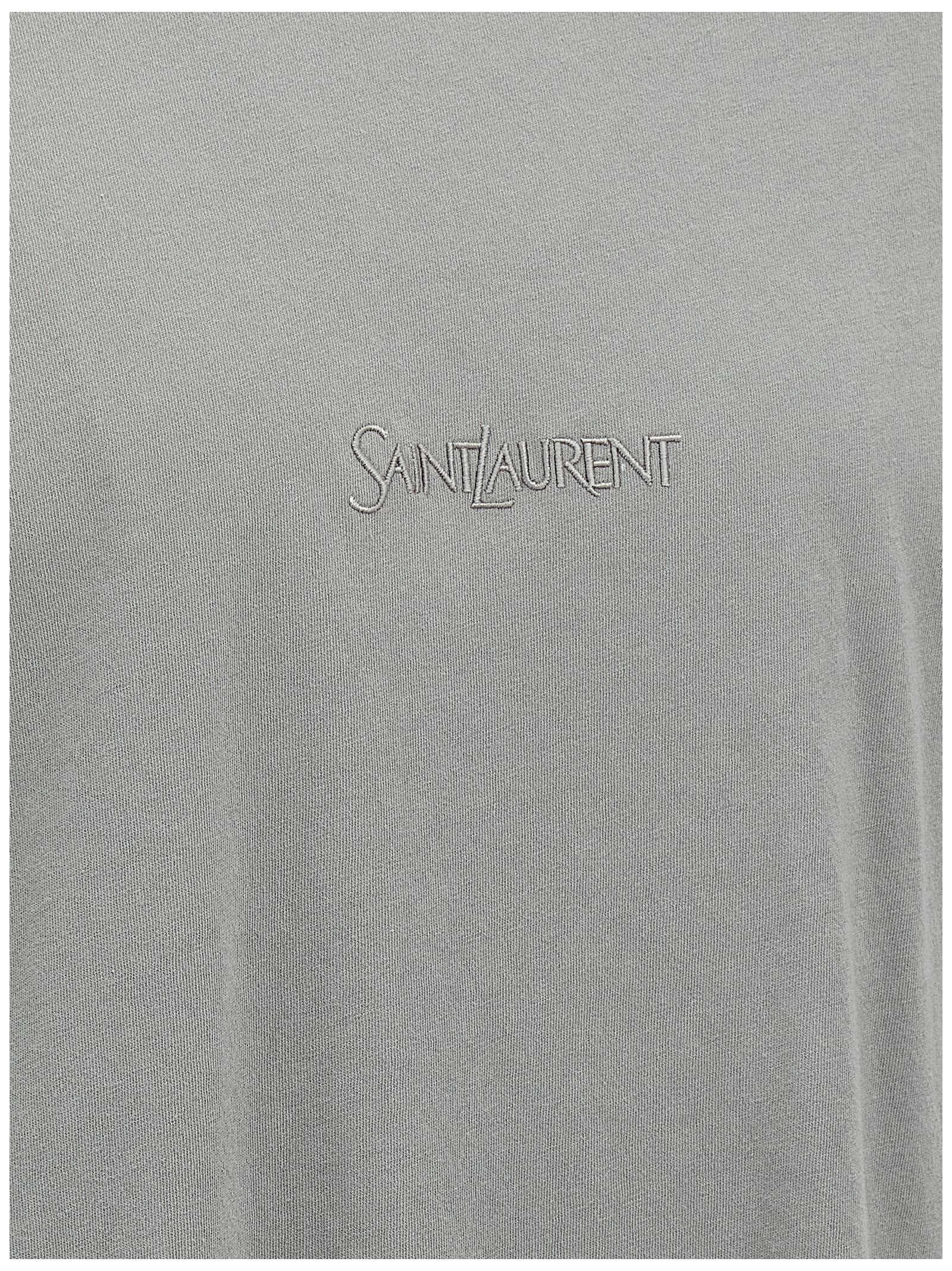 SAINT LAURENT - SAINT LAURENT - Logo embroidery t-shirt - Men’s Top