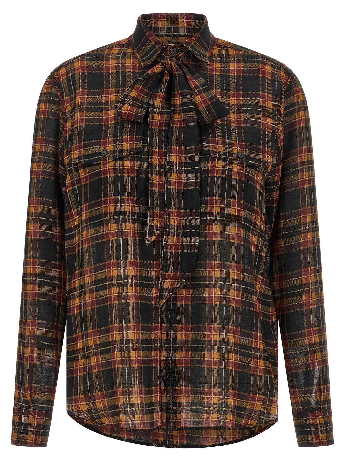 SAINT LAURENT - SAINT LAURENT - ’Cassandre’ lavallière shirt - Women’s Tops