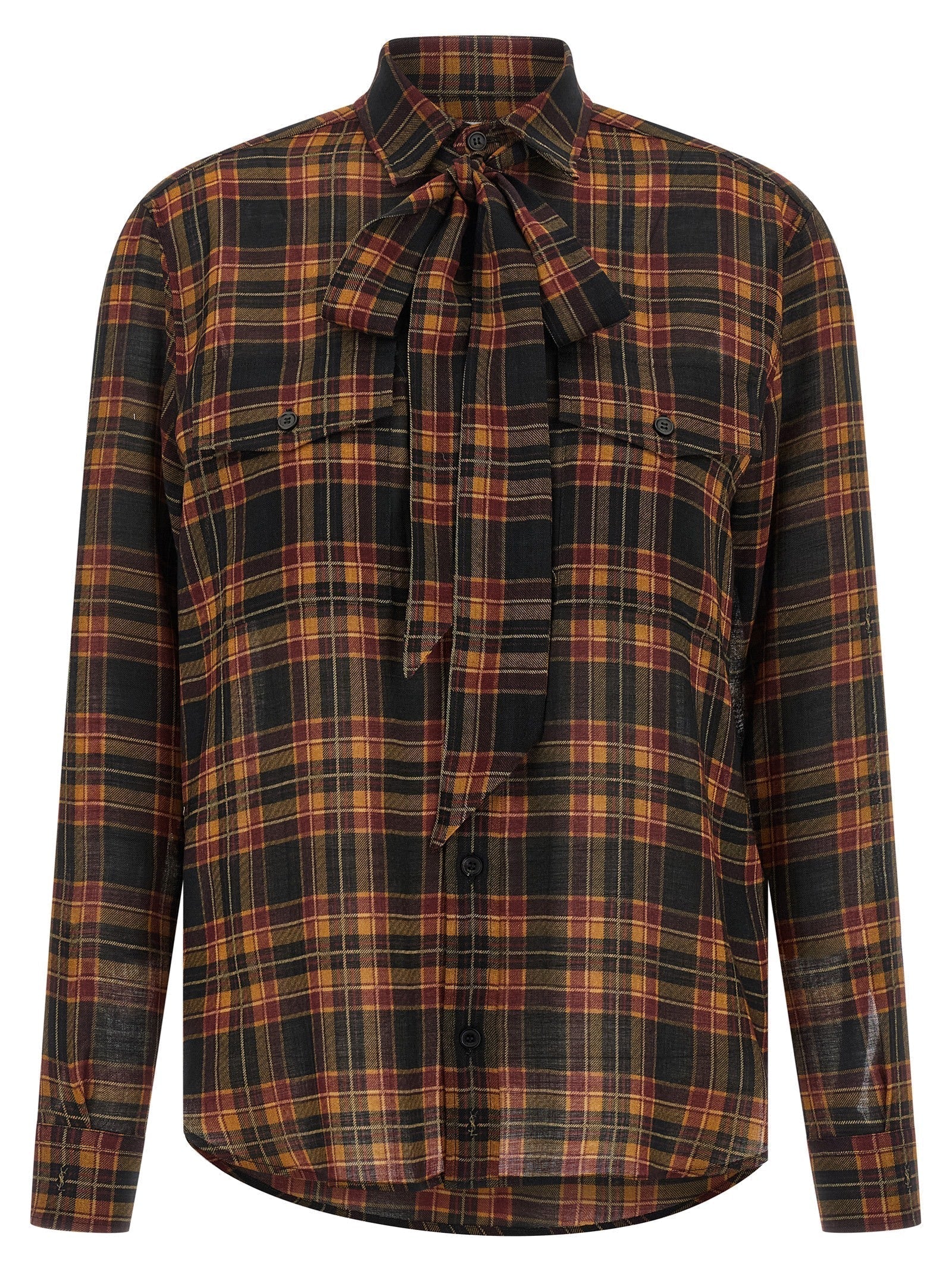 SAINT LAURENT - SAINT LAURENT - ’Cassandre’ lavallière shirt - Women’s Tops
