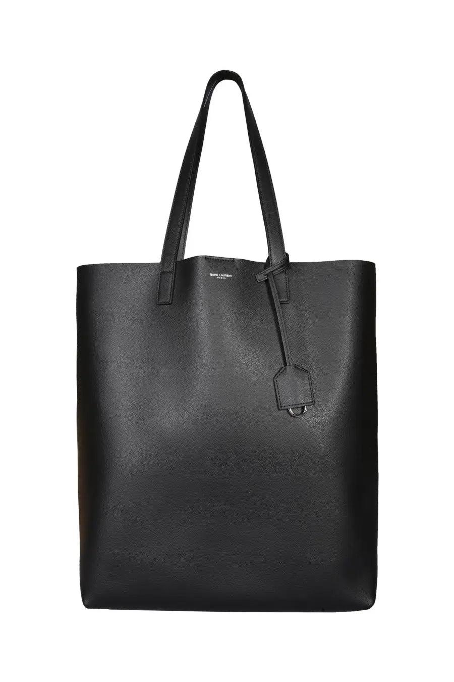 Saint Laurent men’s bold shopping bag black leather tote bag with minimalist design and brand logo tag