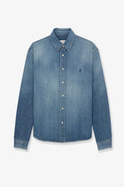 Saint Laurent Men's Cassandre Horizon Blue Denim Shirt Blue