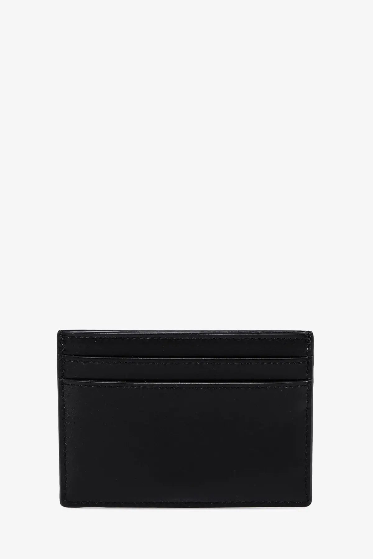 Saint Laurent men’s Cassandre black leather card holder with sleek minimalist design and precise stitching
