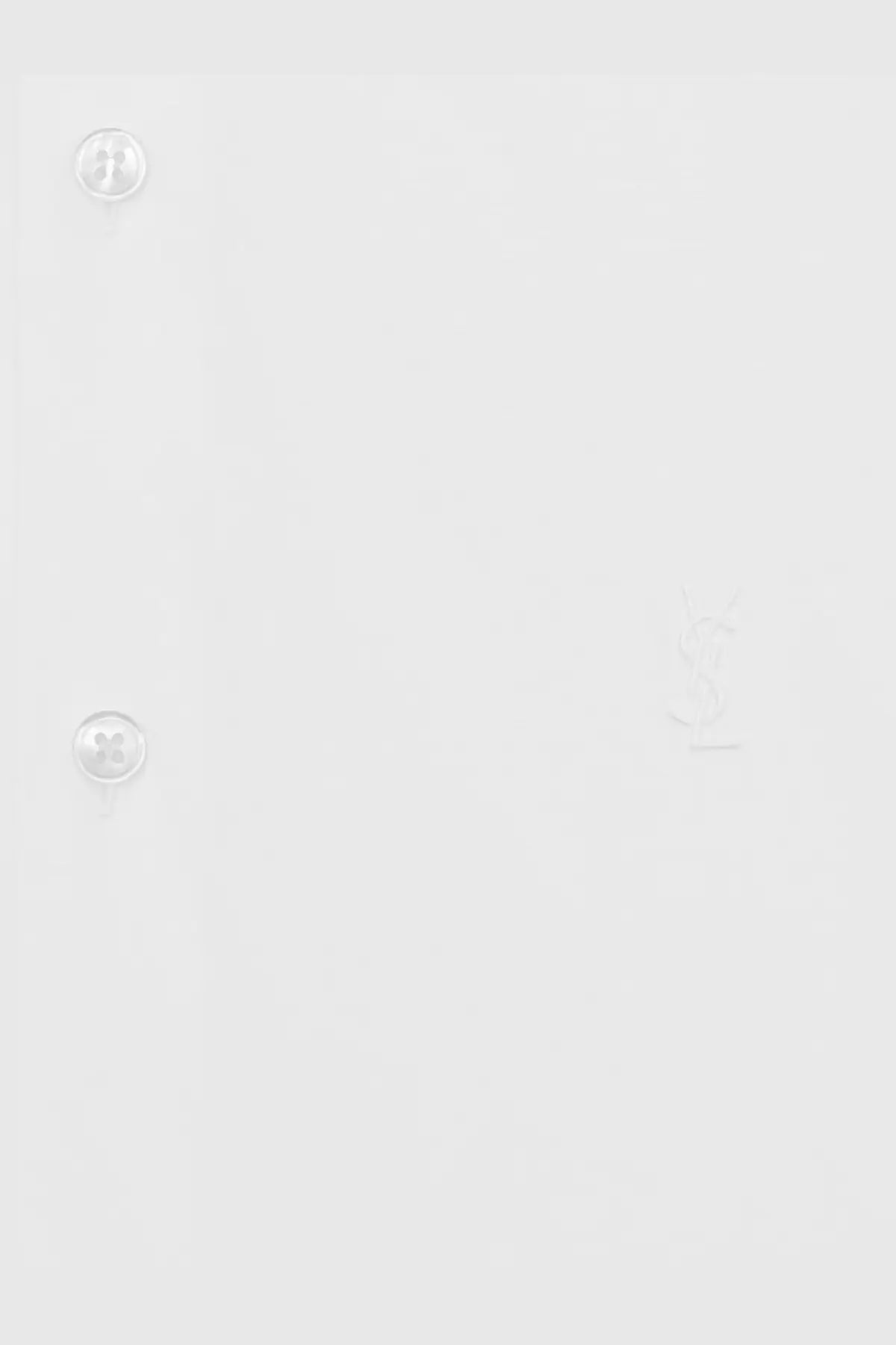 Saint Laurent men’s cassandre white button-down stretch cotton shirt with subtle embroidered logo on the chest