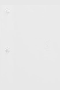 Saint Laurent men’s cassandre white button-down stretch cotton shirt with subtle embroidered logo on the chest