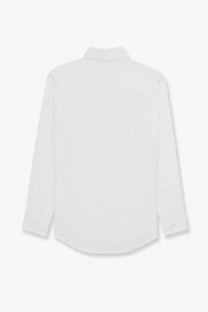 Saint Laurent men’s cassandre stretch cotton shirt white with long sleeves classic collar and subtle texture