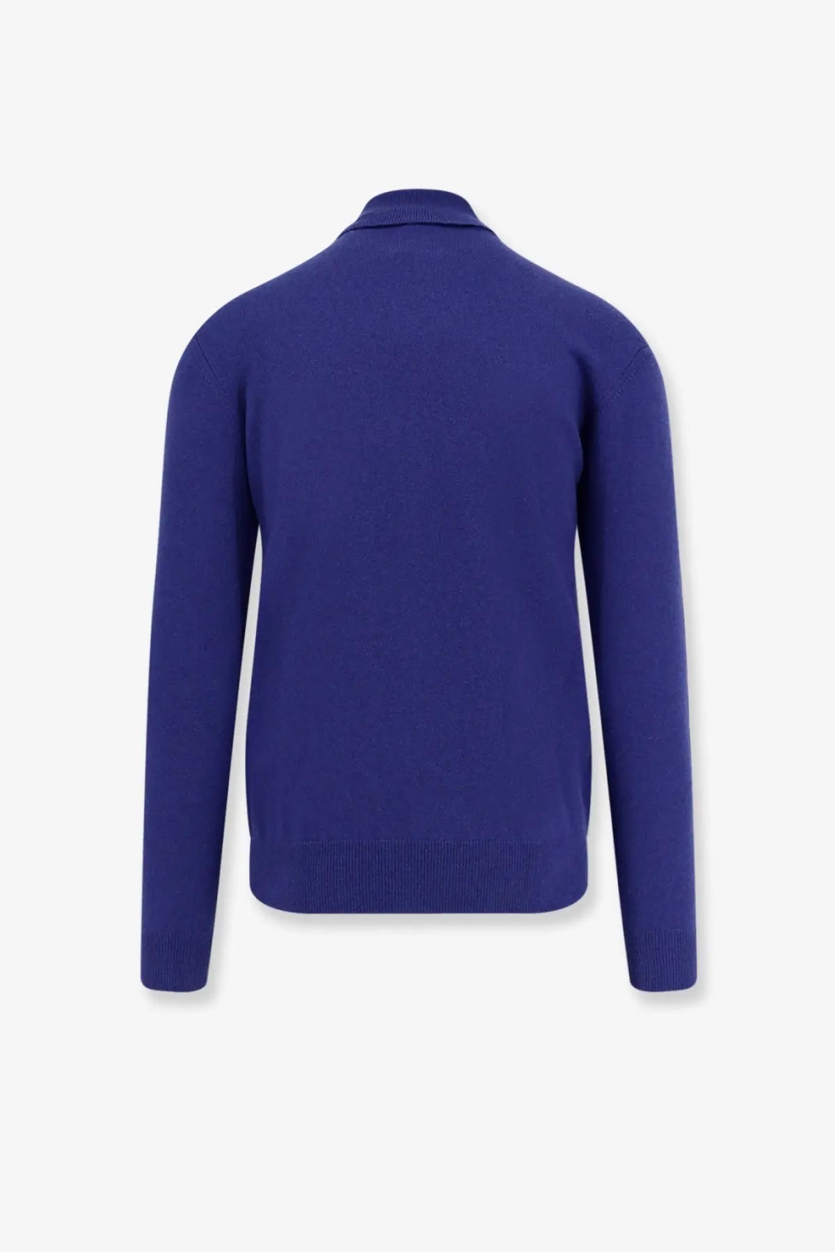 Saint Laurent men’s royal blue certified cashmere knit cardigan with classic collar and ribbed cuffs
